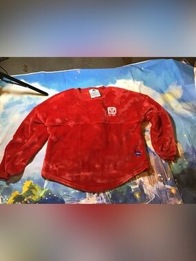 Disney parks red fluffy mic key mouse spirit jersey child size Large 11/12
